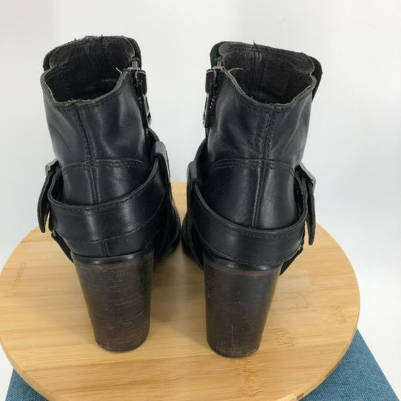 Allsaints jules Block heeled black Leather biker boots in EU 39 buckle wrap - Picture 7 of 16